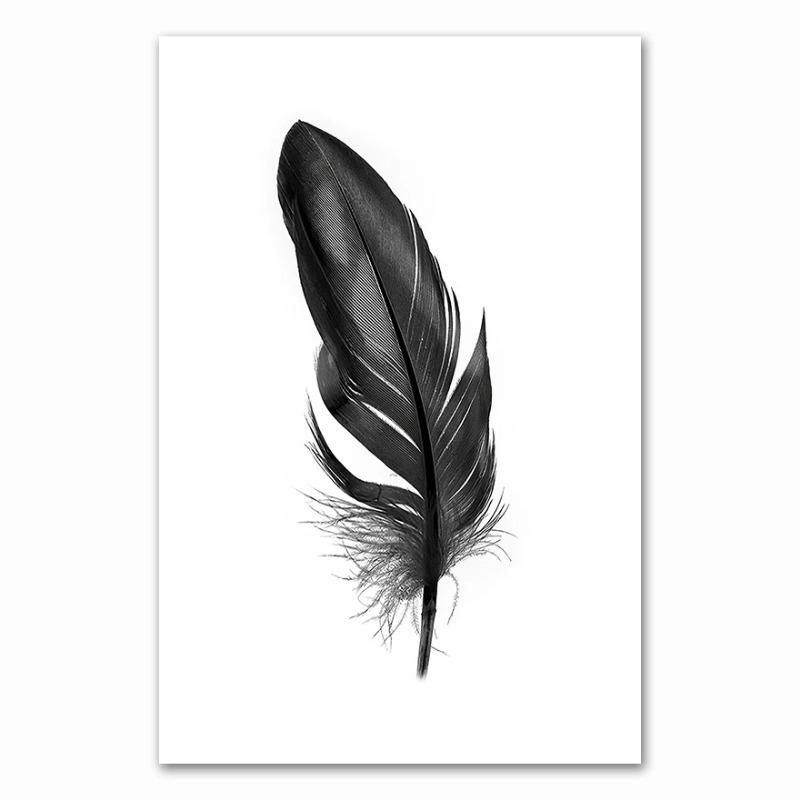 

Islamic Quotes Wall Art Canvas Black White Feather Print Minimalist Nordic Decorative Picture Painting Modern Home Decor 21cm×30cm NoFrame