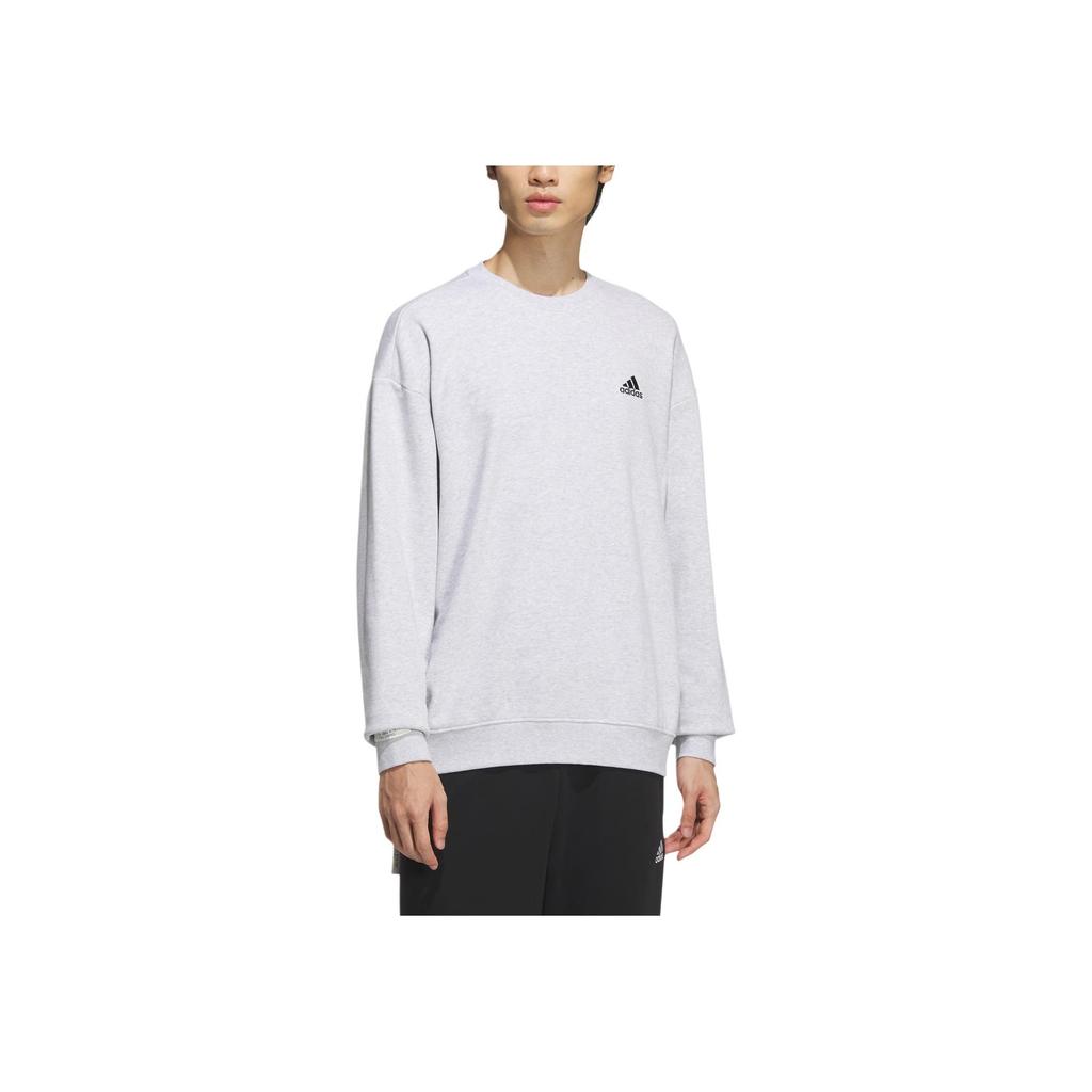 adidas French Terry Crew Sweatshirt Comfortable Thick Sports Casual Hoodie Unisex Sweatshirt Light-Gray JM9110