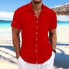 Men's Summer Cotton Linen Short Sleeve Shirt - Casual, Breathable, Cool, Pure Color, Versatile, and Lightweight