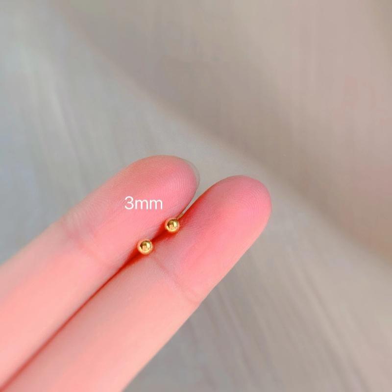 3/4/5/6Mm Classic Titanium Steel Dot Ball Stud Earrings Unisex Gold Color Stackable Simple Women'S Jewelry Christmas Gifts