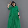 Xitao Irregular Splicing Pleated Green Dress DMY4747