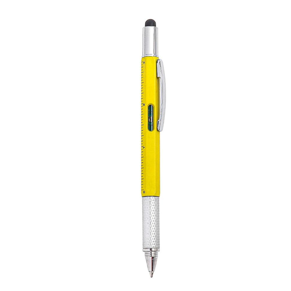 6 In 1 Multifunction Ballpoint Pen Touch Screen Stylus Capacitive Pen With Screwdriver Ruler Levelgauge Refillable Pencil Tools