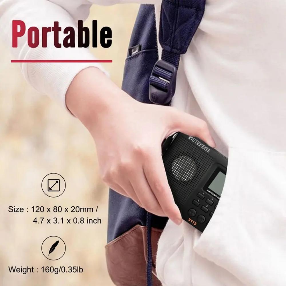 V115 Radio FM AM SW Portable Radios Rechargeable Shortwave Radio Batteries Full Wave USB Recorder Speaker for Elders