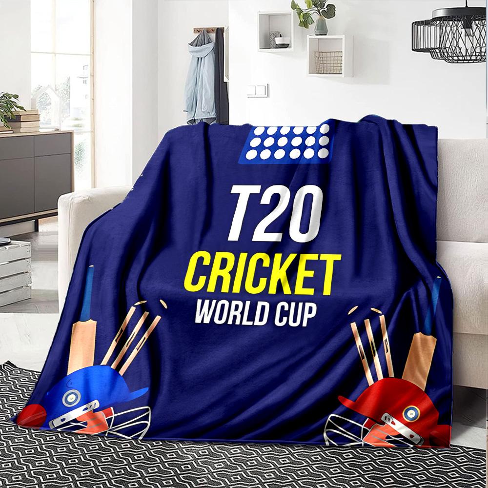 1pc Blanket - T20 Cricket Print Design,Lightweight Blanket for Sofa,Bed- Soft &Warm,Gift for All Seasons
