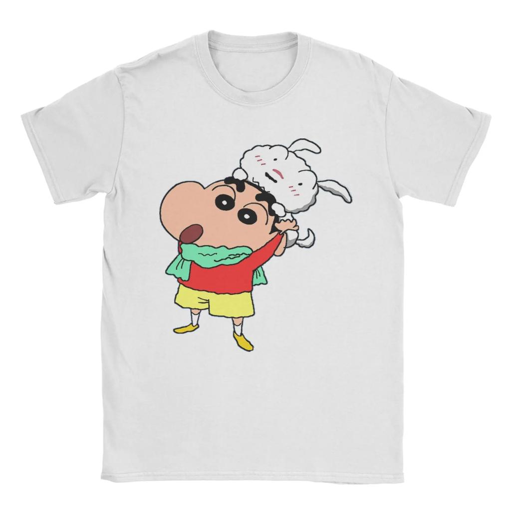 Crayon Shinchan Shiro Anime T Shirts Unisex Unisexs 100 Cotton Novelty Tshirts Crew Neck Tees Short Sleeve Tops Party