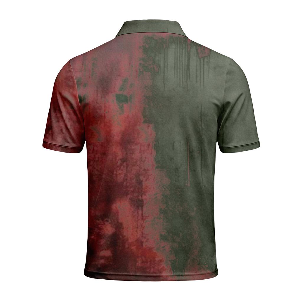 Men's Halloween Print Short Sleeve Polo Shirt Button Up Casual Polo Shirt with Unique Graphic Design for Seasonal Wear