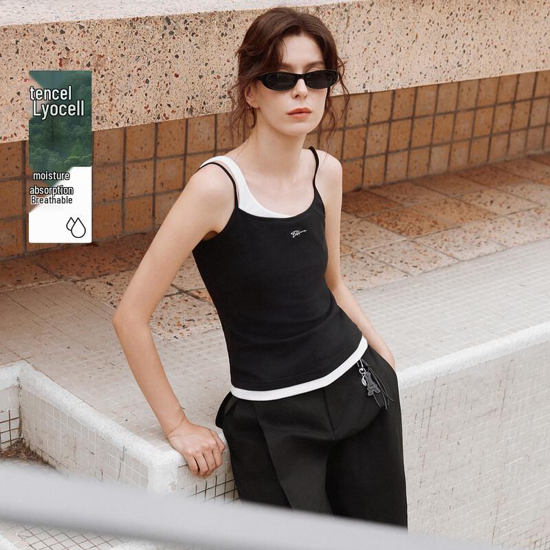 ELLE Women s Color-Block Thin Strap Camisole M