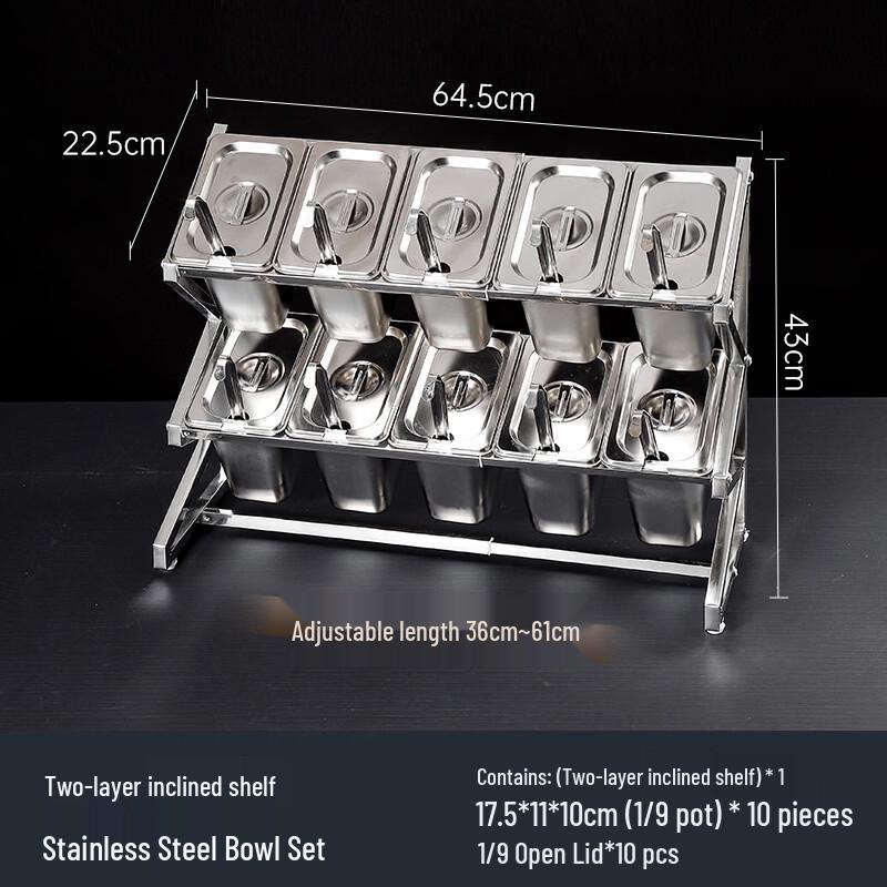 CMAOS 10-Grid Stainless Steel Portion Box Rack Set with Lids