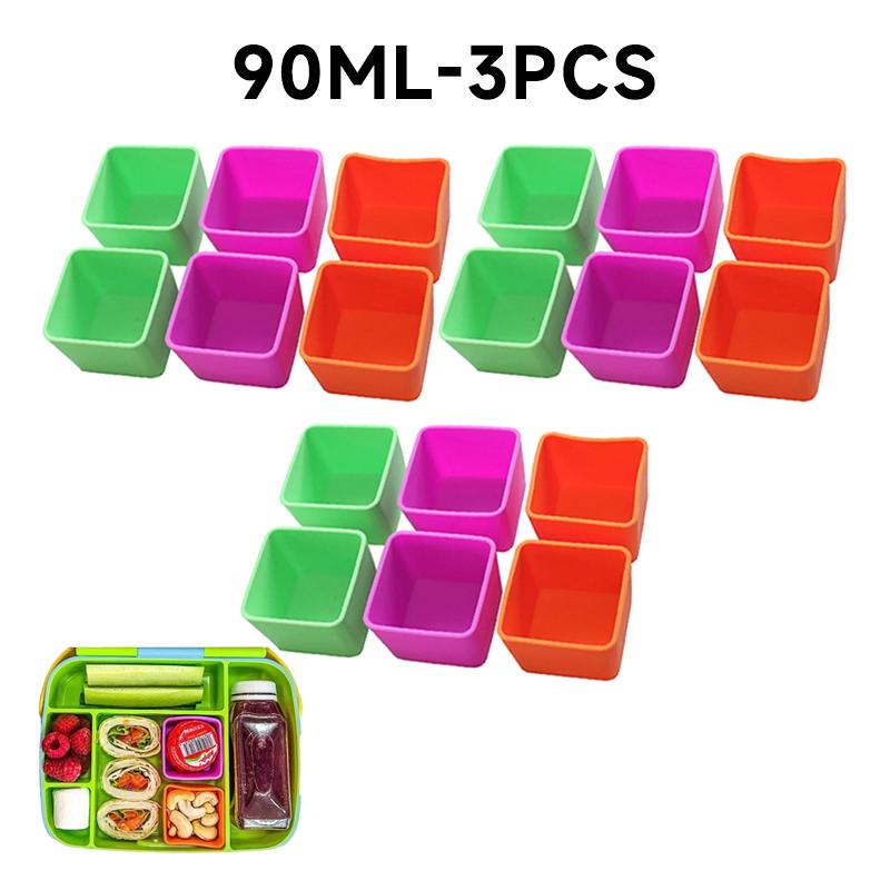 Silikon-Lunchbox, mikrowellengeeignet, für den Haushalt, quadratisch, mit Salatdressingfach, Artefakt-Lunchbox für Kinder