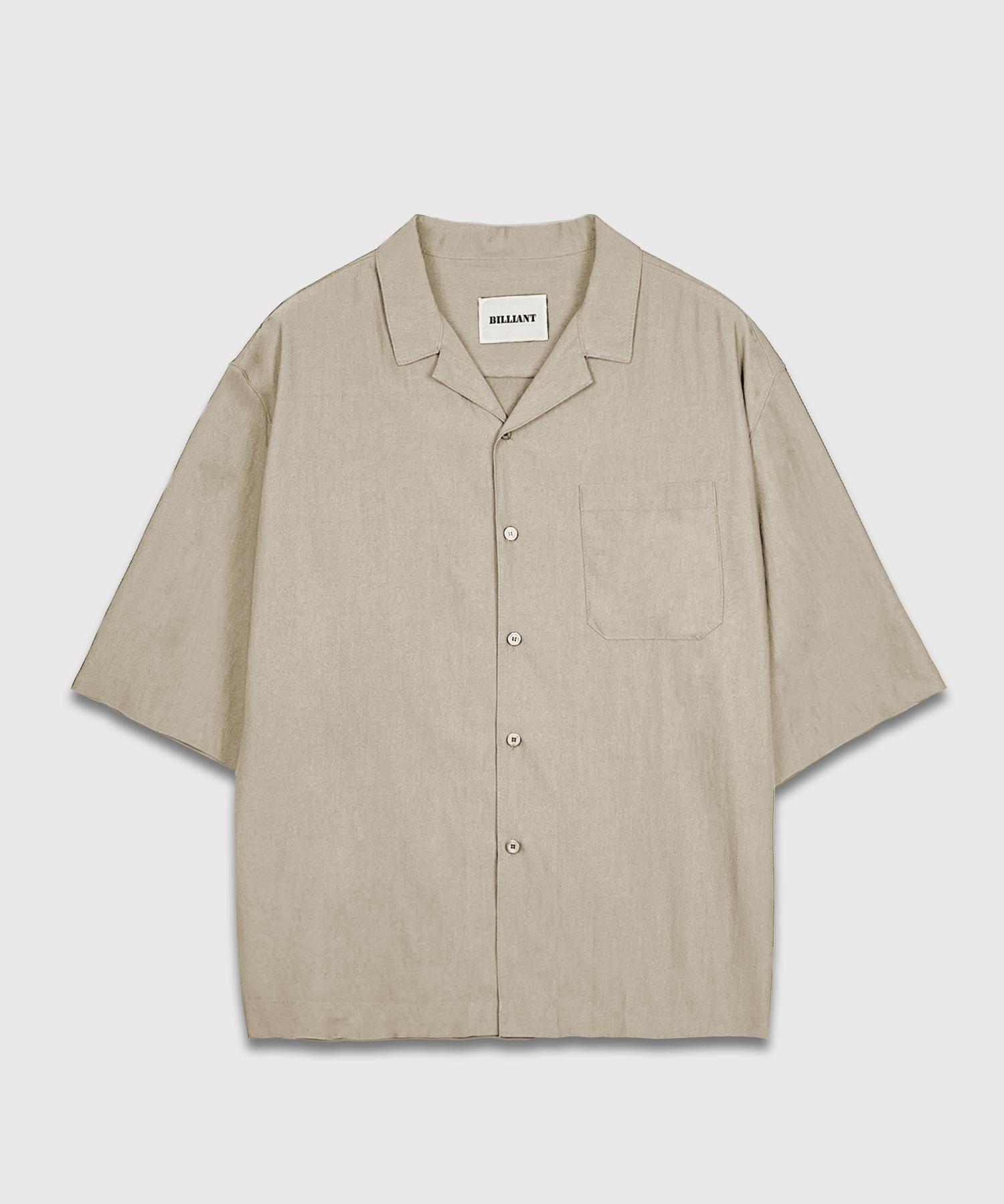 Brilliant Recycle Open Collar Shirt_Beige Beige