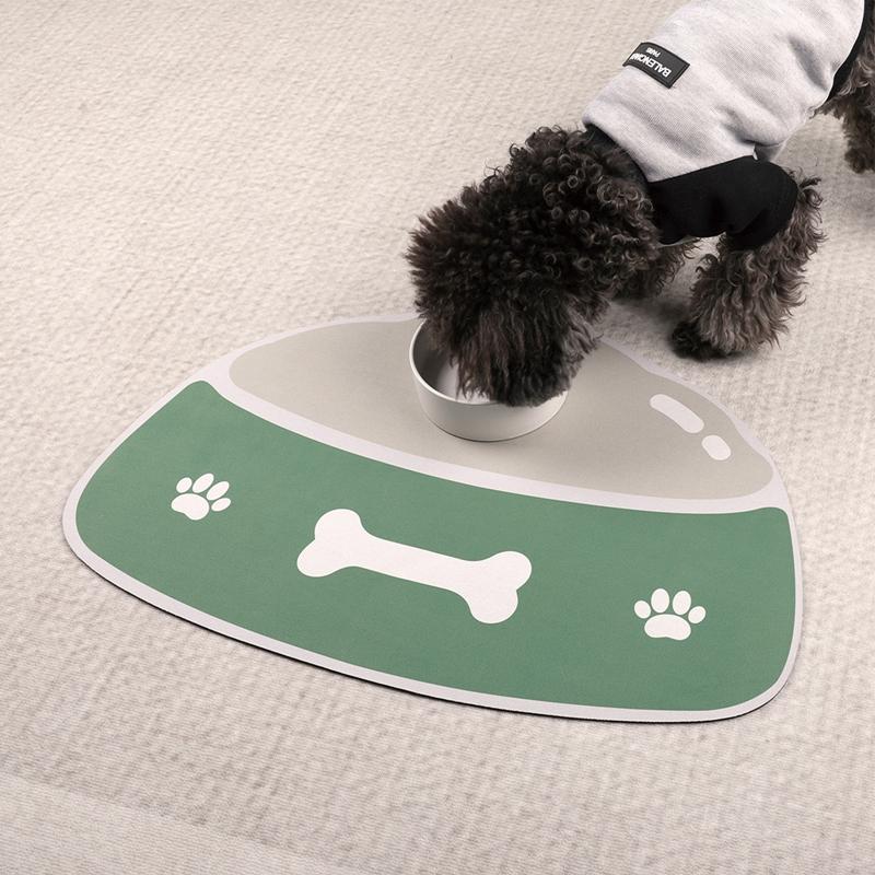Pet Feeding Mat Dog Dish Mats Cartoon Paw Bone Dog Feeding Mat Non-slip Absorbent Pet Bowl Pad Diatom Mud Pet Placemat Pet Shop