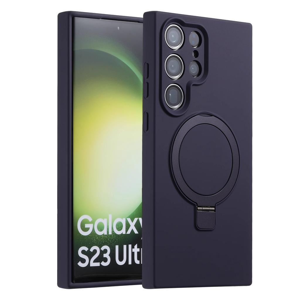 Suitable for Samsung S25Edge Mobile Phone Case True Liquid Silicone S24Ultra Magnetic Suction Bracket Full Package Anti Fall Soft Sleeve 3