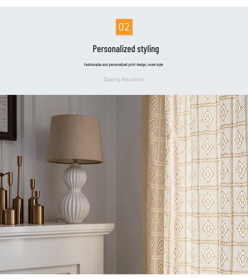 Bu Papa Curtain: Light-Permeable Hollow Crochet Patchwork Floor-to-Ceiling Bay Window Gauze, American Style