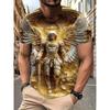 Herren 3D-Druck T-Shirt Engel Ritter Muster Druck Kurzarm Rundhals Pullover Lässiges Oberteil