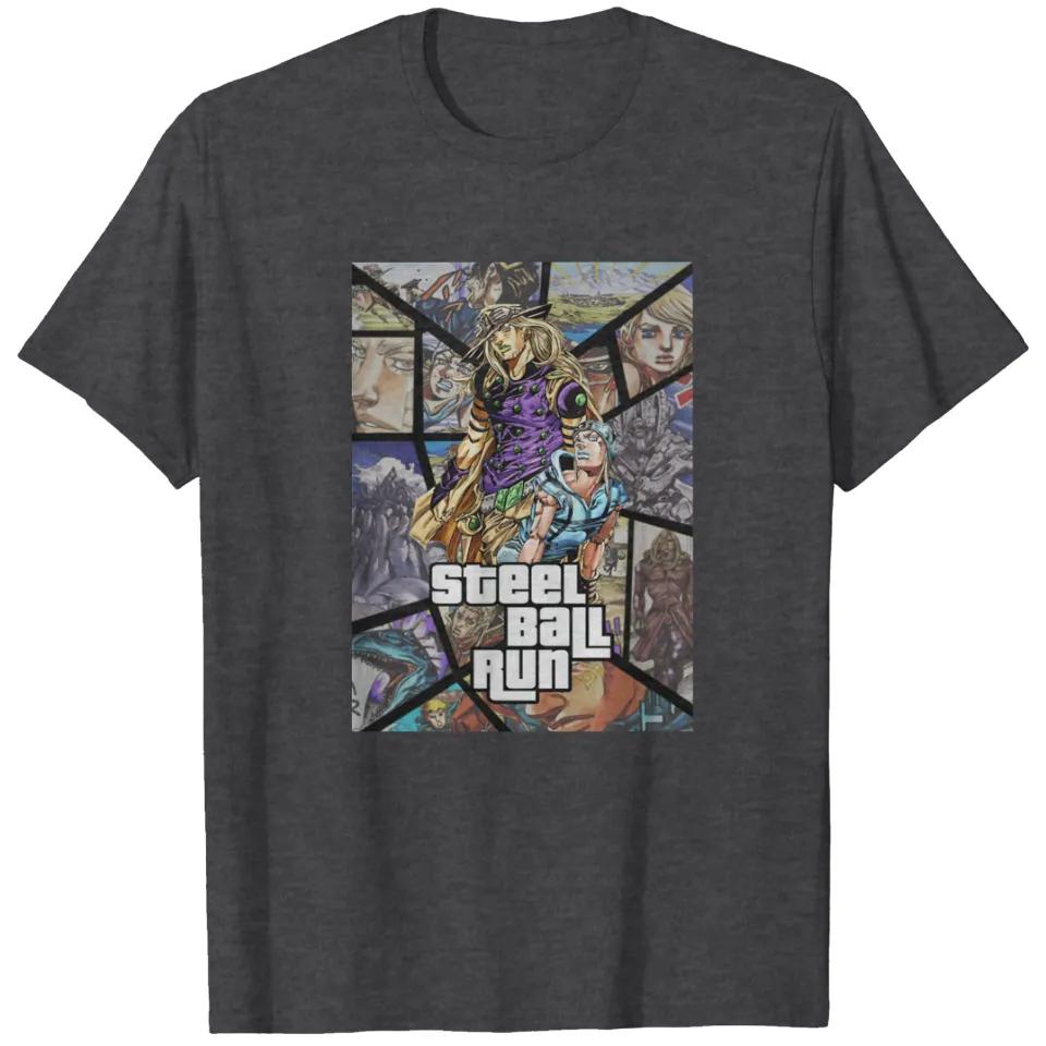 Anime Jojo Bizarre Adventure Steel Ball Run T Shirts Unisexs Women Casual Cotton Short Sleeves Oversized Tshirts Streetwear