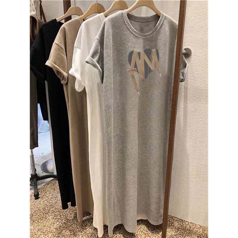 Women's Summer T-Shirt-Style Midi Dress: Loose-Fit, Plus Size, Casual, Knee-Length