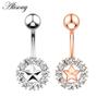 Alisouy 1pc Surgical Steel Crystal Zircon Star Butterfly Moon Stones Dangle Button Navel Piercing Ring Belly Ring Body Jewelry