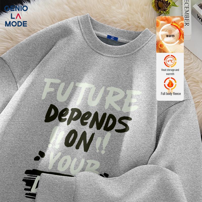 

GENIOLAMODE Men s Japanese Loose Fit Fleece Lined Crewneck Sweatshirt M