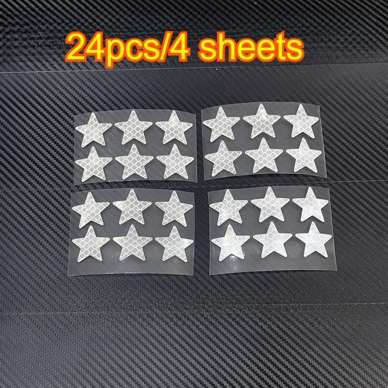 

24 шт./4 листа Светоотражающие наклейки на мотоциклетный шлем в форме звезды, Декоративные светящиеся в ночное время заплатки для велосипеда, Наклейки для мотоцикла,