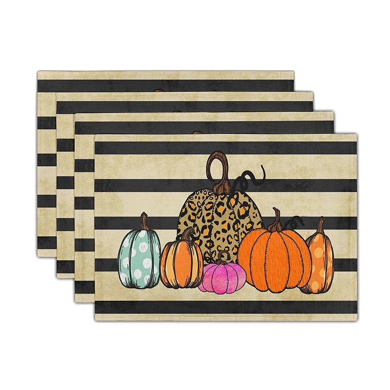 

6PC Rectangular Printed Placemats for Dining Table Mats for Home Parties Weddings Cafes Kitchen Decor Linen Placemats Striped 6PC 30x45CM