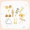 5 Pieces Musical Instruments Set Educational Toy Wooden Percussion Creative Natural Wood