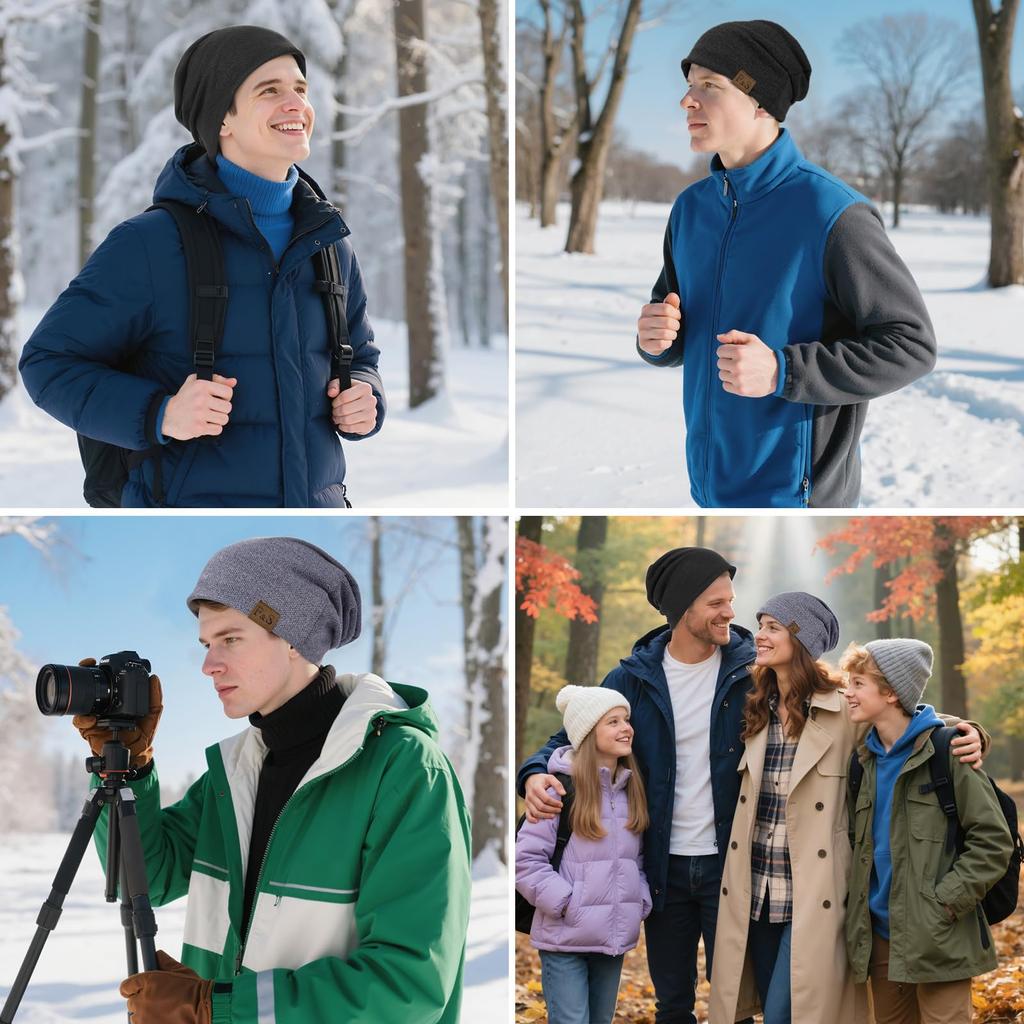 Winter Knitted Beanie Hat Windproof Thermal Soft Baggy Pullover Hat Men Women Fashion Running Skiing Cycling Casual Beanies