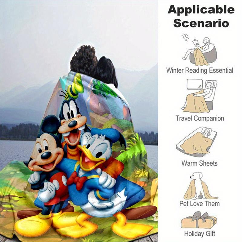 1 pezzo, Coperta Plaid Disney Topolino e Amici Morbida e Accogliente per Arredamento Casa, Copridivano, Uso Esterno, Viaggio