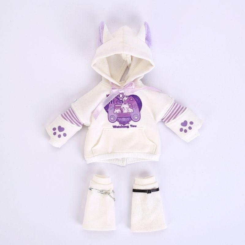 OB11 BJD Doll Hoodie Sweater Cat-Themed Gaming Outfit Cotton Blend Unisex Pullover 12-inch Dolls