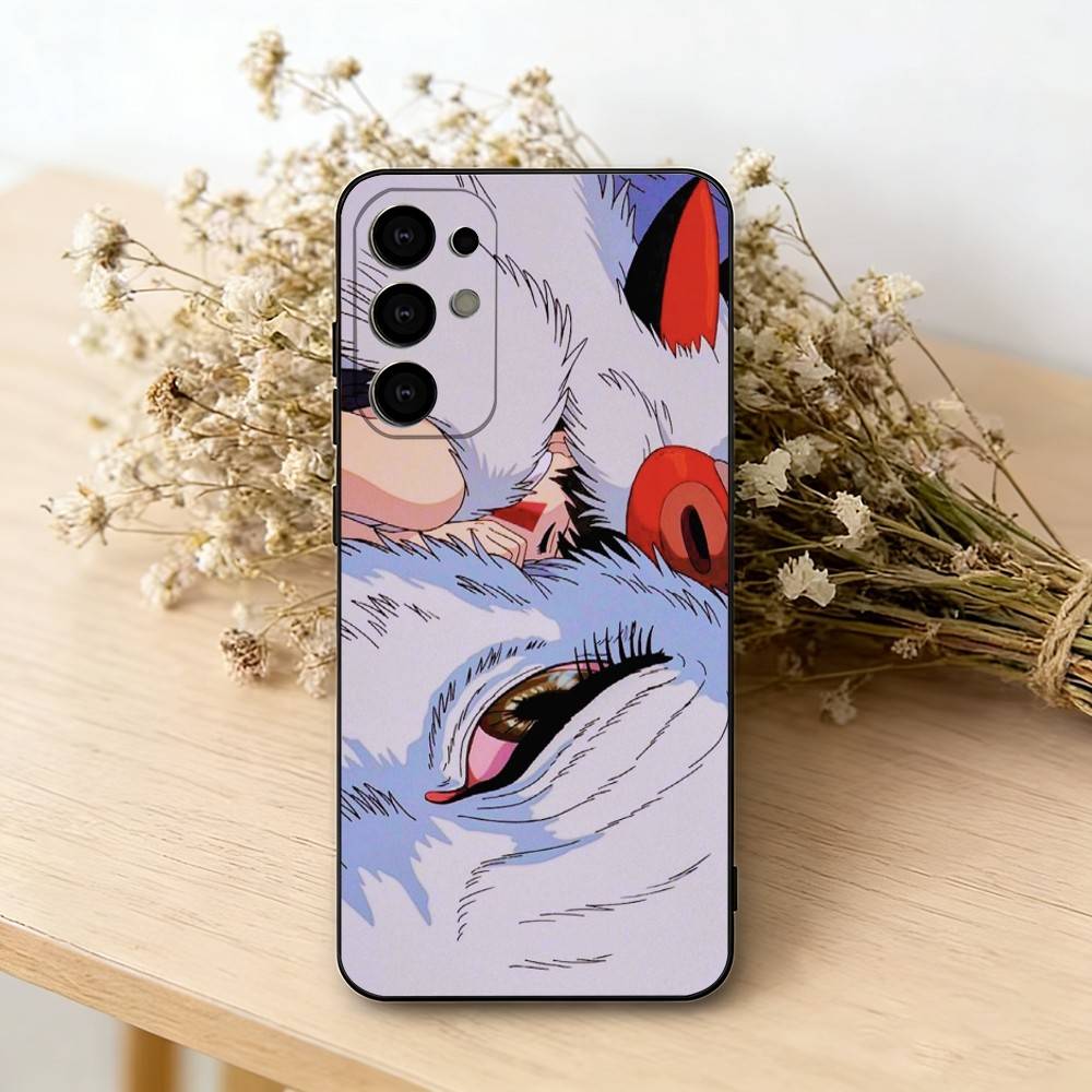 Princess Mononoke Retro Illustration Phone Case For Samsung S25,S24,S21,S22,S23,S30,Ultra,S20,Plus,Fe,Soft Silicone Black Cover
