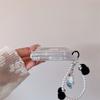 New Hello Kitty Cat Ear Glitter Clear Phone Case With Pearl Pom Pom Lanyard For Samsung Galaxy Z Flip 3 4 5 6 7 INS Cute Shockpr