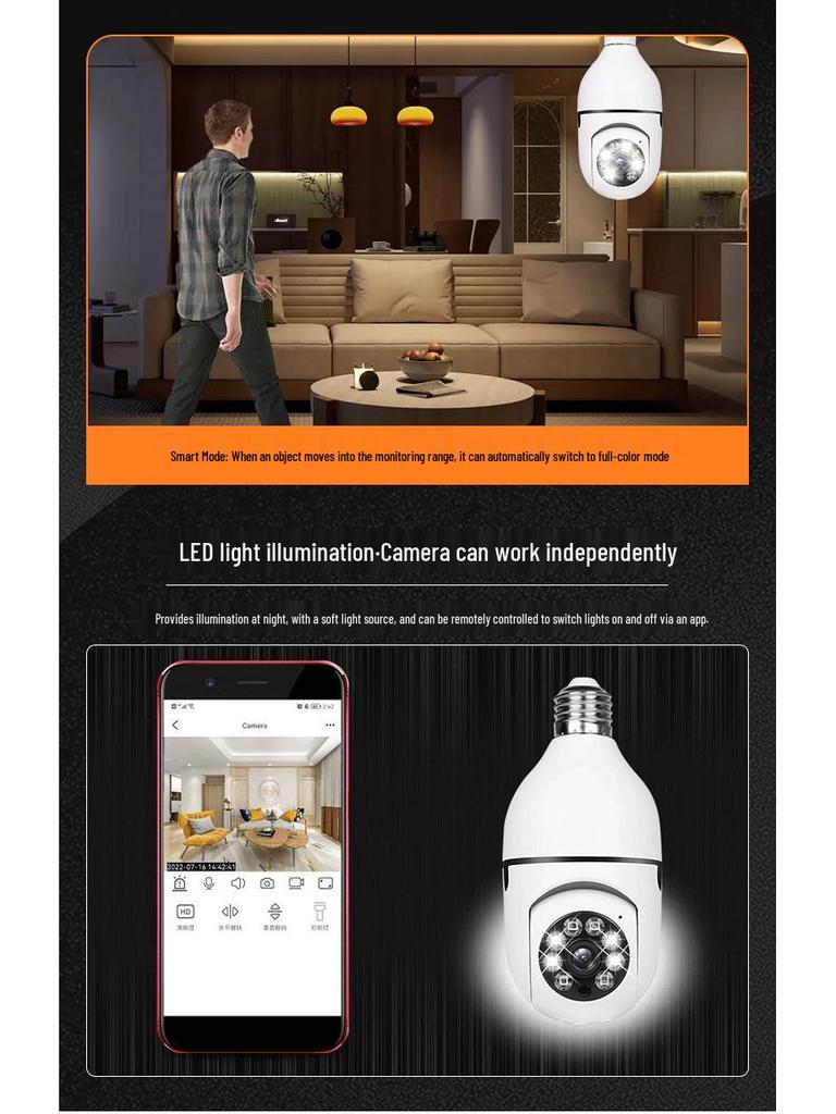 360° Panorama Smart Lampenhalter Kamera - 1080P HD Drahtlose Multifunktionale Überwachung