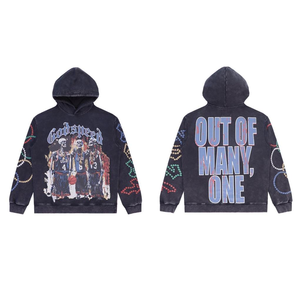 American Trendy GD Rock Retro Distressed Hoodie - Autumn/Winter Fashion