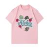 Men's 100% Cotton Crew Neck Short Sleeve T-Shirt, Casual Aloha Tropical Hibiscus Monstera Leaf Print Lightweight Summer Tee for Daily Casual Wear