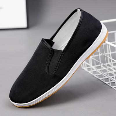 Vieilles chaussures en tissu de Pékin pour hommes été légères respirantes absorbant la transpiration travail chaussures décontractées une pédale chaussures pour hommes chaussures en tissu noir
