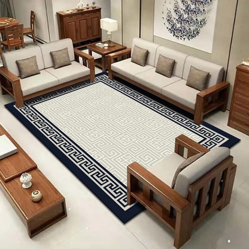 Modern Simple Crystal Velvet Carpet for Living Room and Bedroom - New Chinese Style