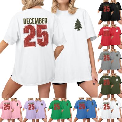 Women's Casual Printed T-Shirt Round Neck Pullover Short Sleeve Top