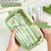 Chic Solid Color Pencil Case Korean Simplicity Transparent Pen Pouch Large Capacity Stationery Organizer Bag School Supplies 1Pc