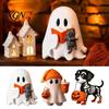 Milchtee Geist Geschenk Halloween Figur, Niedliche Lese Statue, Ornament mit Harz Sammlerstück Kürbis Eimer, Skelett Welpe Tischdeko