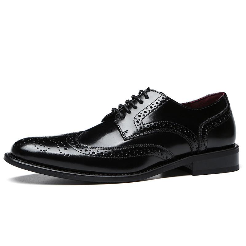 2025 Spring New Men's Leather Shoes Men's Leather Gentleman Brock Engraved Men's Leather Shoes Business Dress Shoes Wedding Shoes