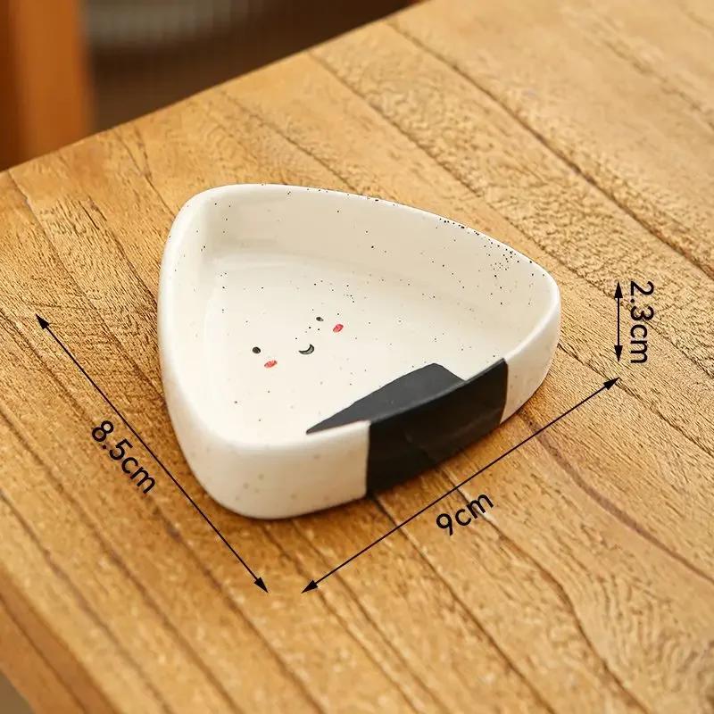 Triangular Rice Ball Flavor Disc Simplicity Household Creative Hot Pot Dipping Dish Vinegar Disc Lovely Sesame Dots Ceramic Dish