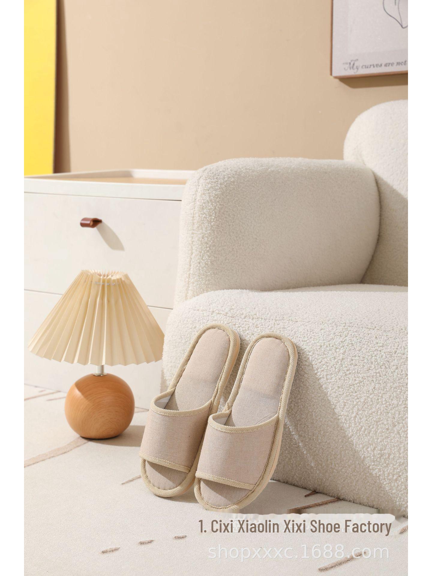 

Женские и мужские хлопковые льняные нескользящие домашние тапочки для весны и осени 39-40 (fits 37-39)