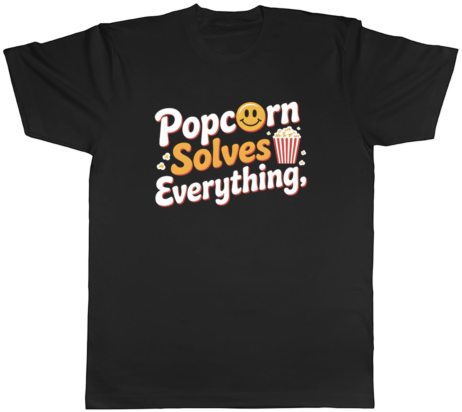 Popcorn Solves Everything Movie Film Mens T-Shirt Tee Gift Top S