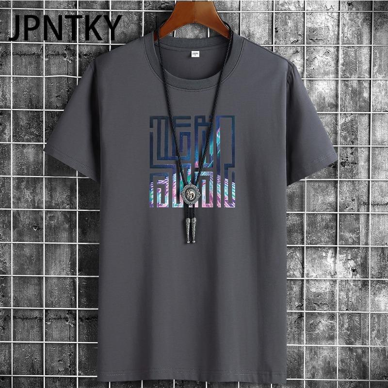 JPNTKY Cotton Short Sleeve T-shirt Men's Fashion Loose Half Sleeve Shirt Printed Compassionate Shirt