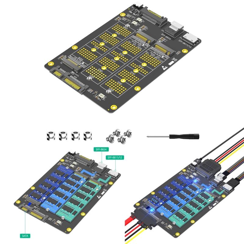 3 in 1 Solid Disk to SFF-8611/8612 SFF-8654 Converter Board Multiple Function for PC Connection Efficient Adapter