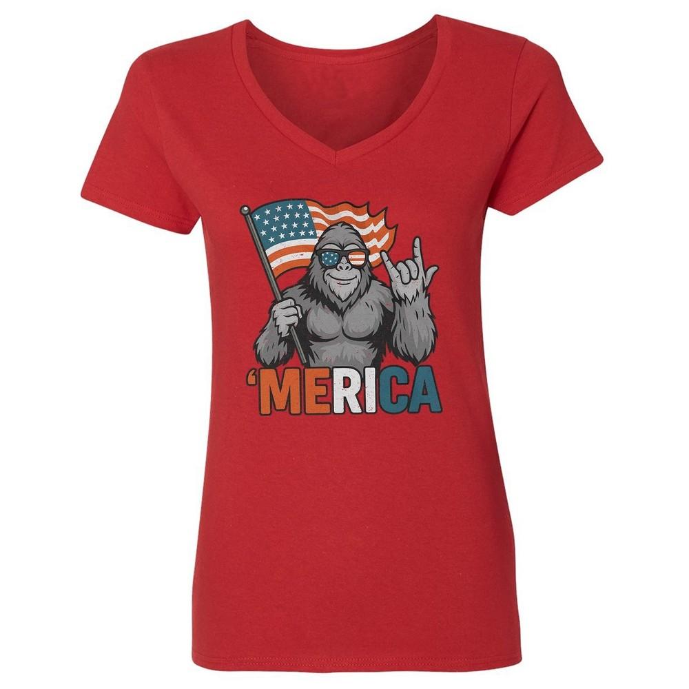 

4th of July Patriot Gorilla - US Independence Day Ladies V-Neck Tshirt Unisex T-Shirt XL
