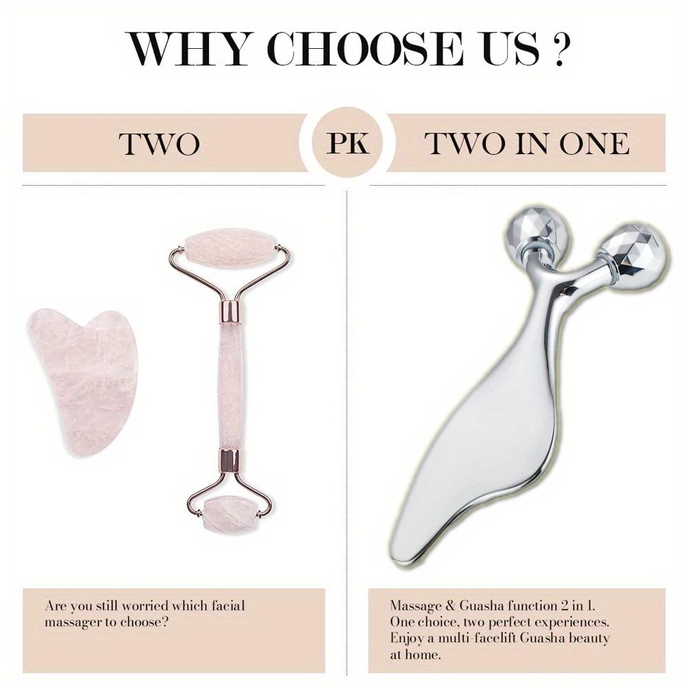 2 IN 1 3D Facial Massager & Gua Sha Massage Tool Cold Roller For Face Eyes Chin Lift Tightening Skin Tool Sculpting Beauty Tools