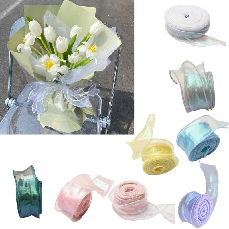 Sheer Organza Ribbon 40mmX9meter Chiffon Ribbons for Bouquets Wrapping Wedding Cake Decoration Craft Wreath Bows Making