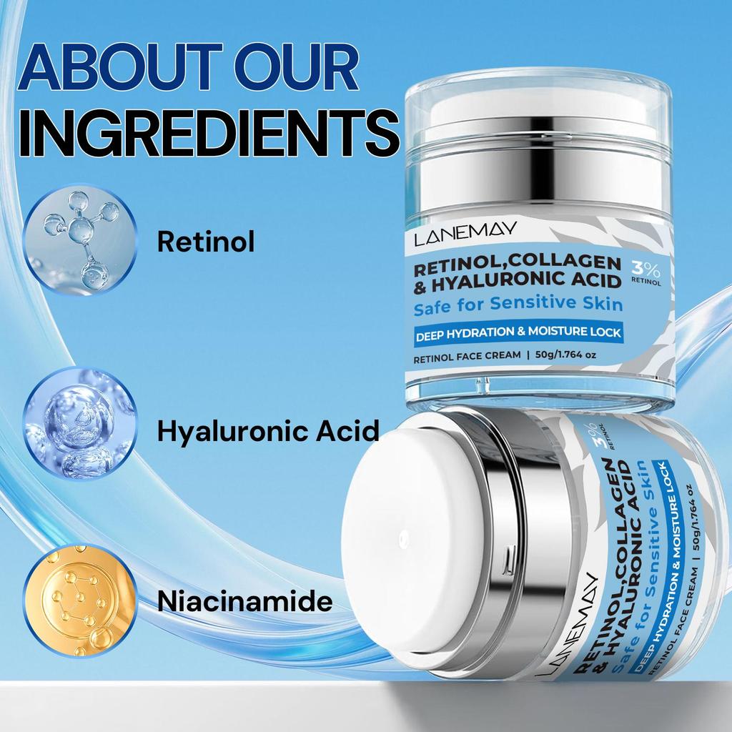 Retinol Face Cream-Moisturizing & Firming The Skin-Anti-aging & Wrinkle Reduce-Suitable For All Skin Types, 50g