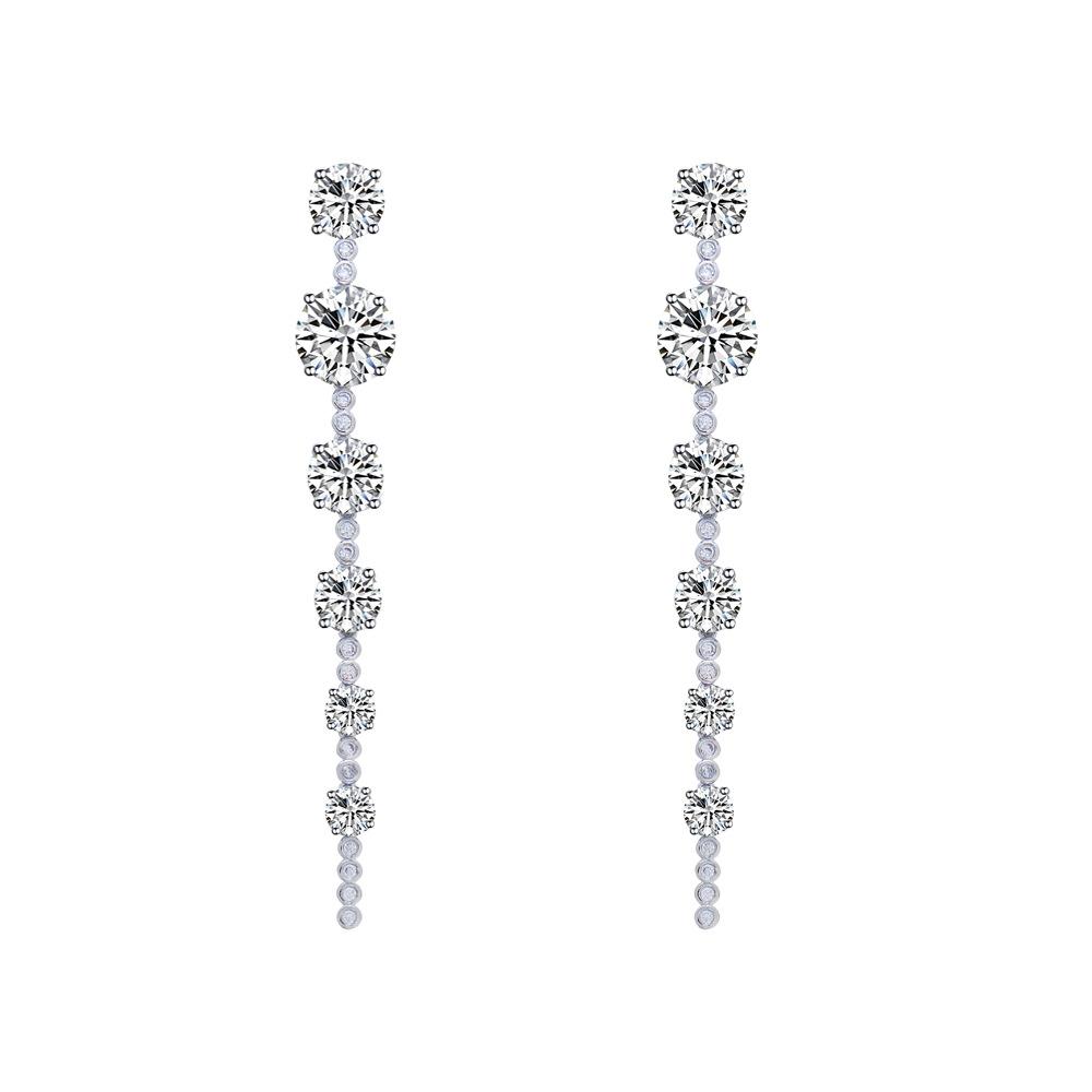Needle Super Flash Round Zircon Inlay Design Long Earrings To Modify The Face Shape And Thin Line Earrings