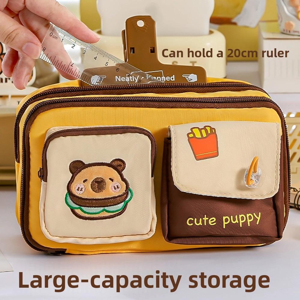 Cosmetics Card Storage Cartoon Pen Pencil Case Cartoon Embroidery Stationery Storage Bag Men Women
